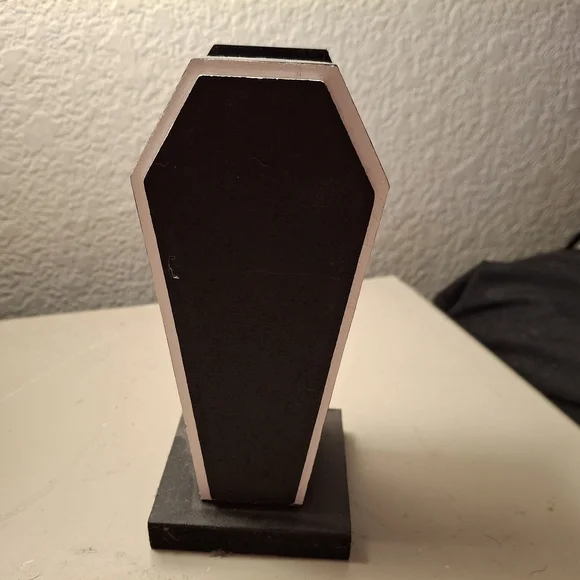 Black Coffin Decor with White Cross - Picture 3 of 3